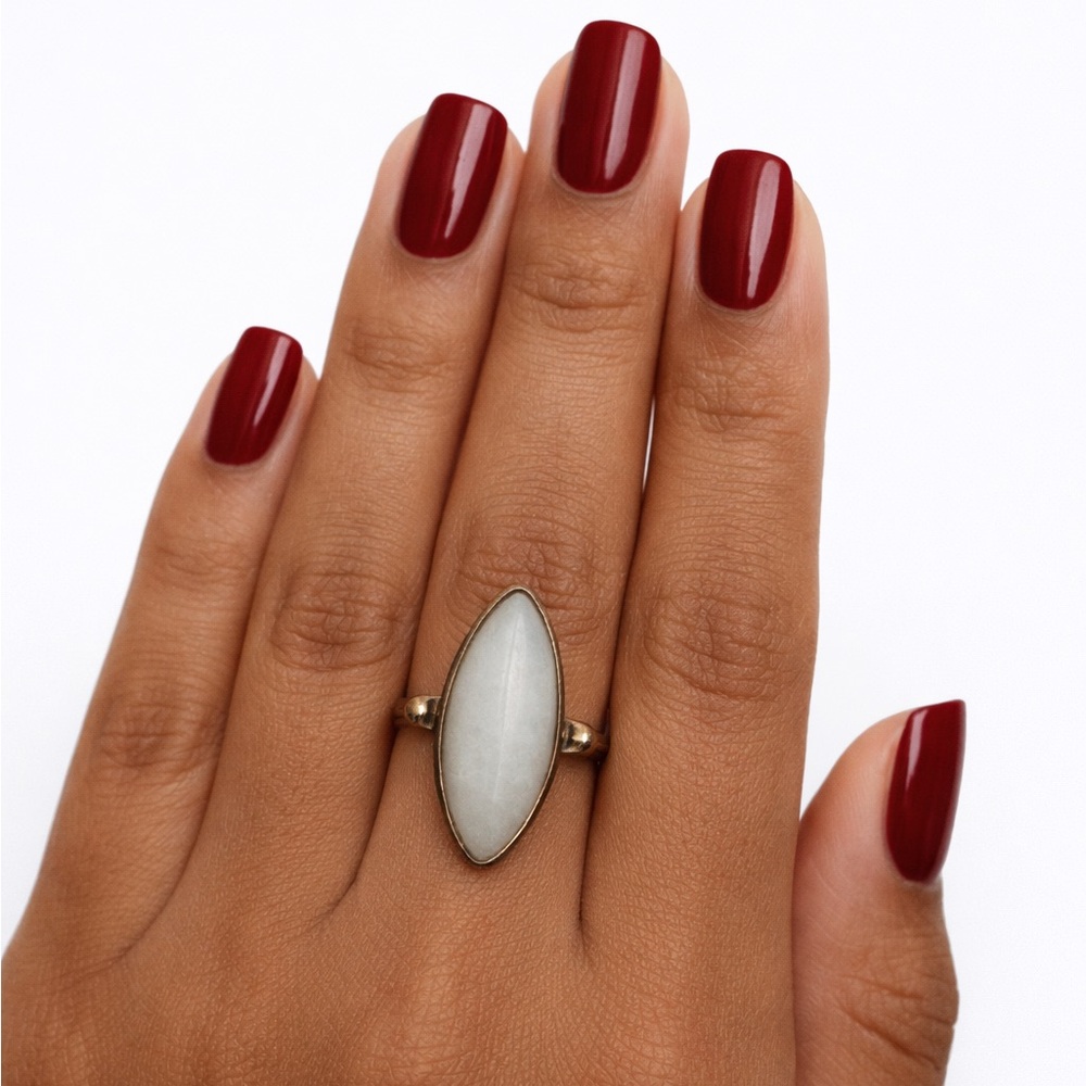 Marquise Opalescent Blue Green Statement Ring Size 7.5 | Gold Tone Costume Ring